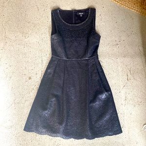 Leather Look Black Lace Sequin Party Dress
